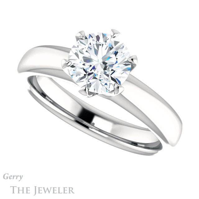 Round Cut Forever One Moissanite Engagement Ring #GTJ912-round-fo-w 5 Round Cut Forever One Moissanite Engagement Ring #GTJ912-round-fo-w