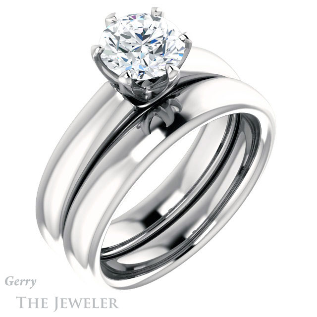 Round Cut Forever One Moissanite Engagement Ring #GTJ912-round-fo-w 6 Round Cut Forever One Moissanite Engagement Ring #GTJ912-round-fo-w