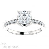 Cushion Cut Forever One Moissanite Engagement Ring #GTJ913-cushion-fo-w 1 Cushion Cut Forever One Moissanite Engagement Ring #GTJ913-cushion-fo-w