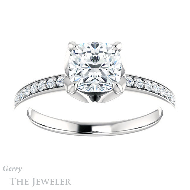 Cushion Cut Forever One Moissanite Engagement Ring #GTJ913-cushion-fo-w