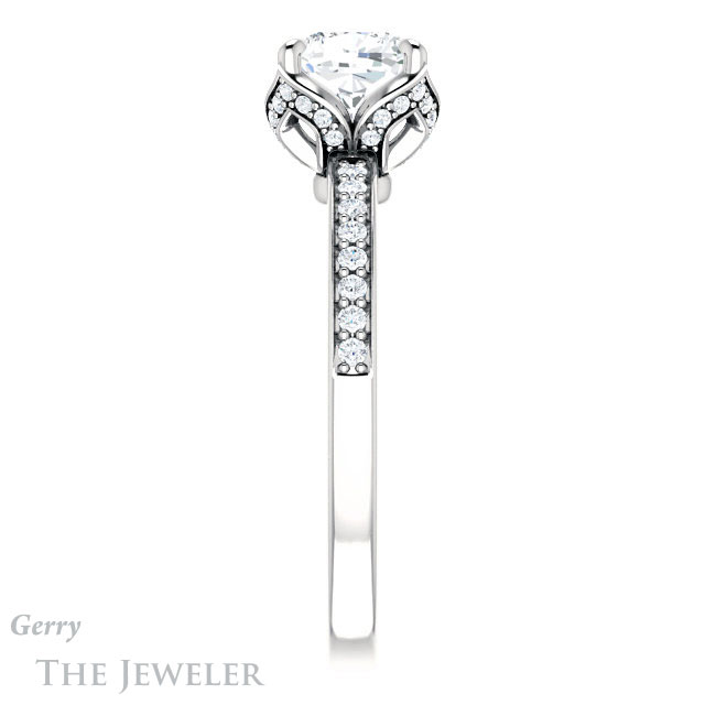 Cushion Cut Forever One Moissanite Engagement Ring #GTJ913-cushion-fo-w 3 Cushion Cut Forever One Moissanite Engagement Ring #GTJ913-cushion-fo-w