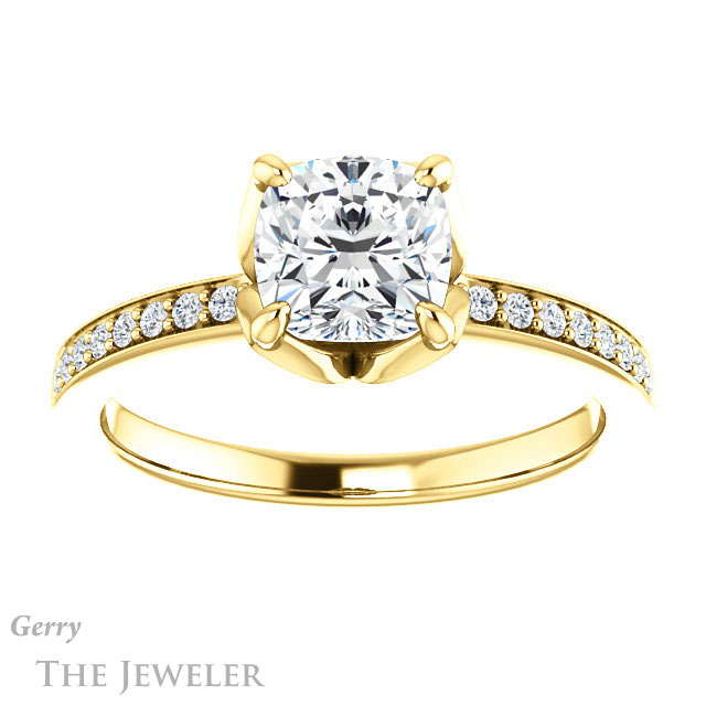 Cushion Cut Forever One Moissanite Engagement Ring #GTJ913-cushion-fo-y