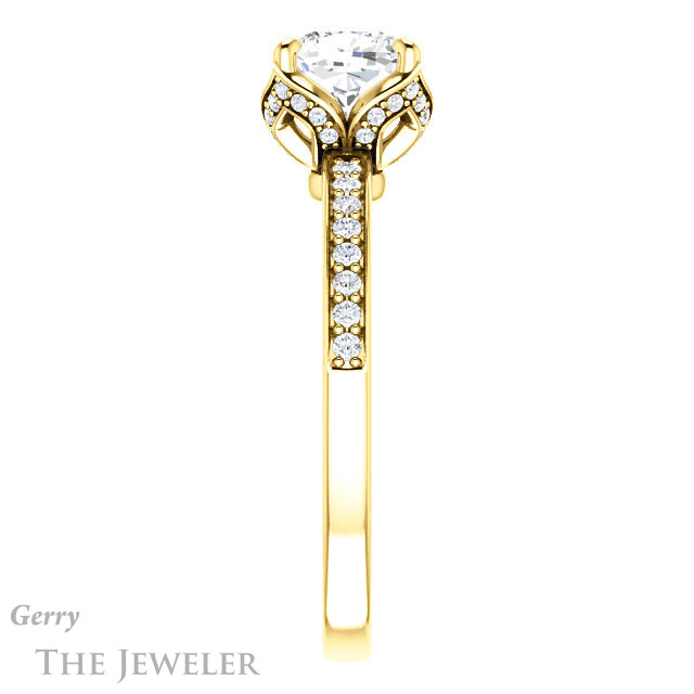 Cushion Cut Forever One Moissanite Engagement Ring #GTJ913-cushion-fo-y 3 Cushion Cut Forever One Moissanite Engagement Ring #GTJ913-cushion-fo-y