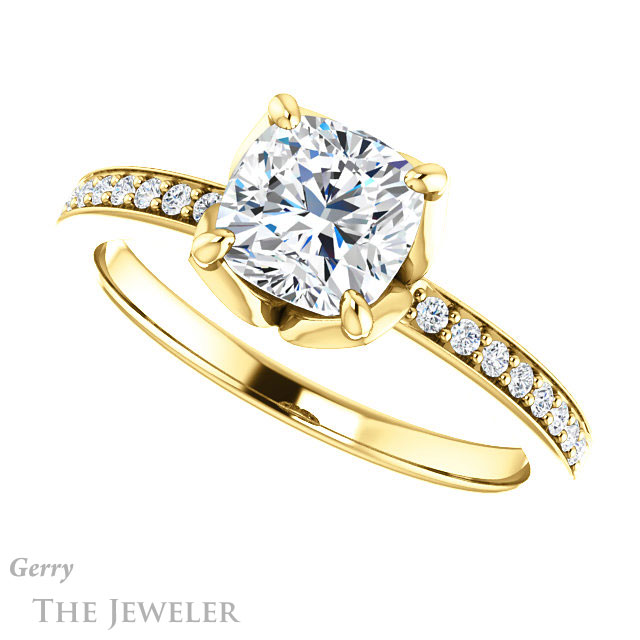 Cushion Cut Forever One Moissanite Engagement Ring #GTJ913-cushion-fo-y 5 Cushion Cut Forever One Moissanite Engagement Ring #GTJ913-cushion-fo-y