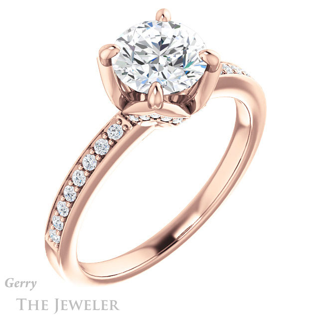 Round Cut Forever One Moissanite Engagement Ring #GTJ913-round-fo-r