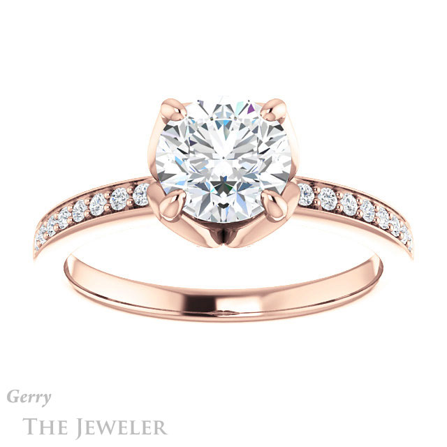 Round Cut Forever One Moissanite Engagement Ring #GTJ913-round-fo-r