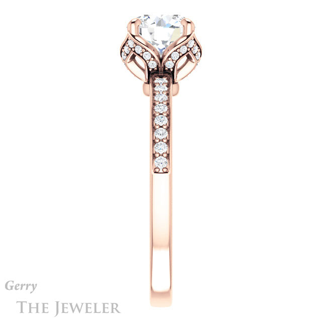 Round Cut Forever One Moissanite Engagement Ring #GTJ913-round-fo-r