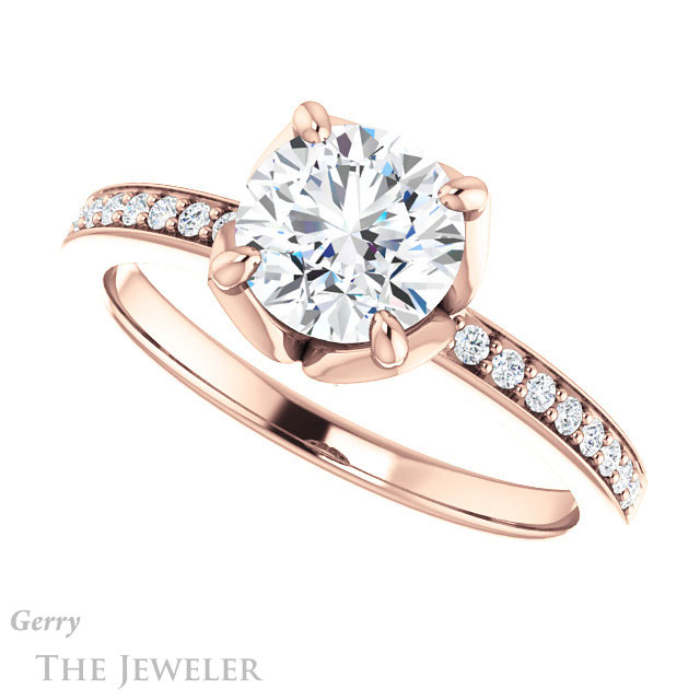Round Cut Forever One Moissanite Engagement Ring #GTJ913-round-fo-r