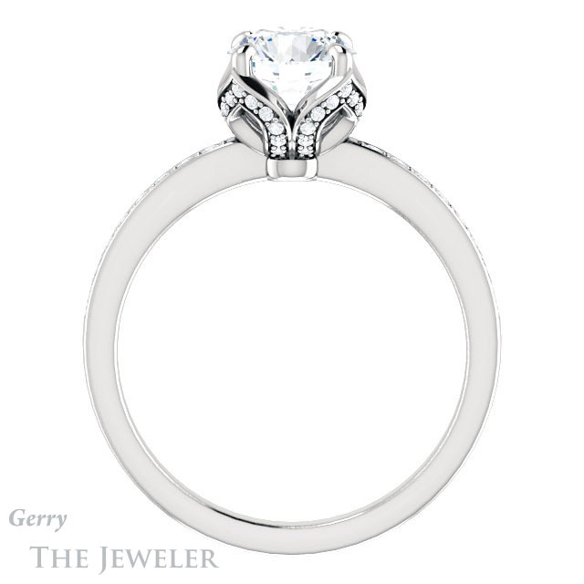 Round Cut Forever One Moissanite Engagement Ring #GTJ913-round-fo-w