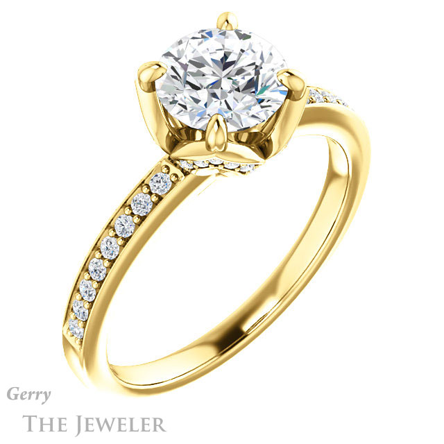Round Cut Forever One Moissanite Engagement Ring #GTJ913-round-fo-y