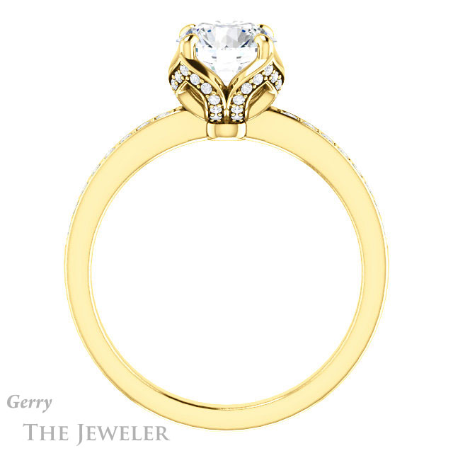 Round Cut Forever One Moissanite Engagement Ring #GTJ913-round-fo-y