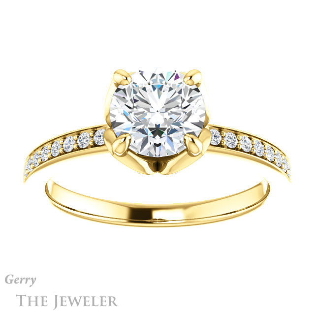 Round Cut Forever One Moissanite Engagement Ring #GTJ913-round-fo-y