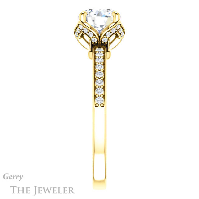 Round Cut Forever One Moissanite Engagement Ring #GTJ913-round-fo-y