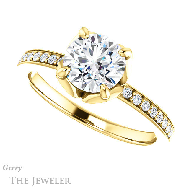 Round Cut Forever One Moissanite Engagement Ring #GTJ913-round-fo-y