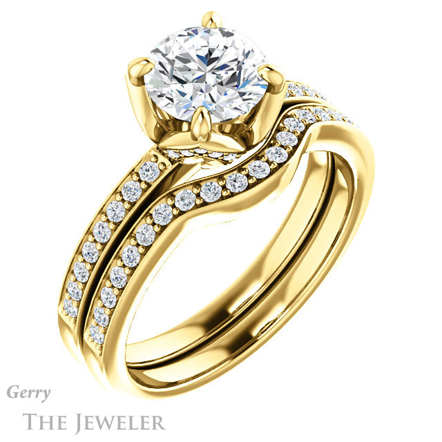 Round Cut Forever One Moissanite Engagement Ring #GTJ913-round-fo-y