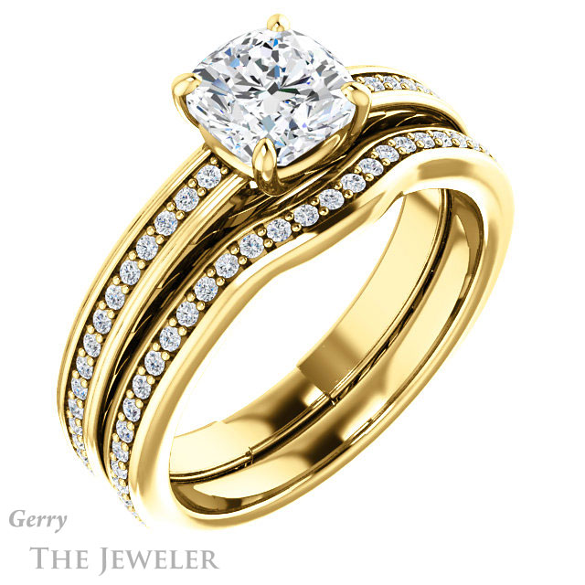 Cushion Cut Forever One Moissanite Engagement Ring #GTJ914-cushion-fo-y