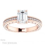 Emerald Cut Forever One Moissanite Engagement Ring #GTJ914-emerald-fb-r 1 Emerald Cut Forever Brilliant Moissanite Engagement Ring #GTJ914-emerald-fb-r