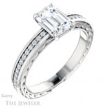Emerald Cut Forever Brilliant Moissanite Engagement Ring #GTJ914-emerald-fb-w