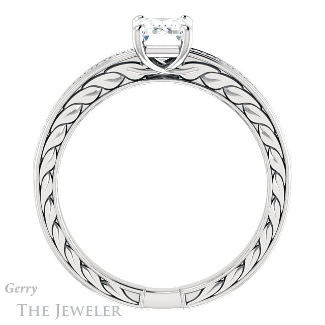 Emerald Cut Forever Brilliant Moissanite Engagement Ring #GTJ914-emerald-fb-w