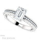 Emerald Cut Forever Brilliant Moissanite Engagement Ring #GTJ914-emerald-fb-w