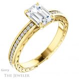 Emerald Cut Forever Brilliant Moissanite Engagement Ring #GTJ914-emerald-fb-y