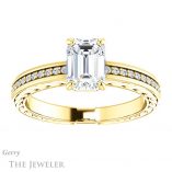 Emerald Cut Forever Brilliant Moissanite Engagement Ring #GTJ914-emerald-fb-y