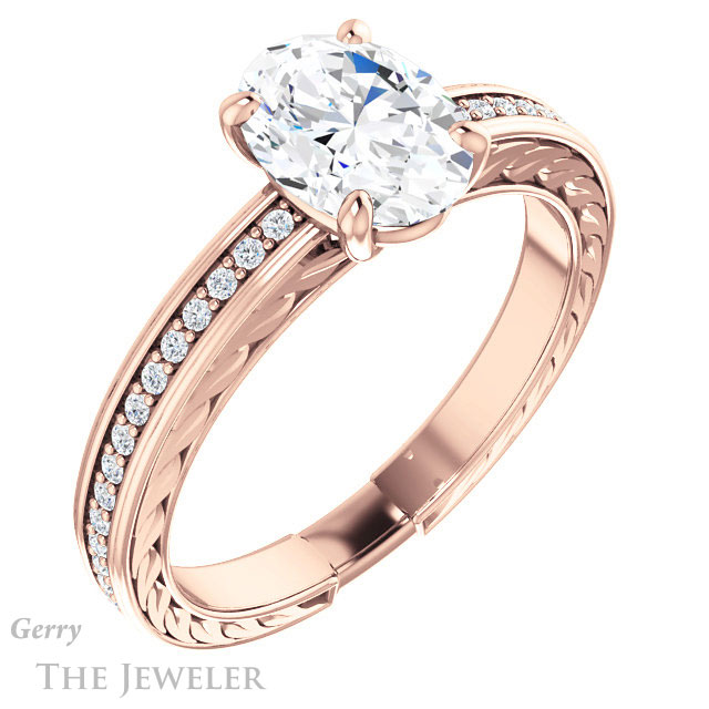 Oval Shaped Forever One Moissanite Engagement Ring #GTJ914-oval-fo-r