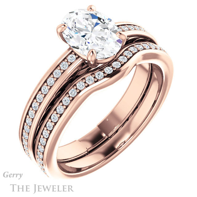 Oval Shaped Forever One Moissanite Engagement Ring #GTJ914-oval-fo-r