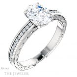 Oval Shaped Forever One Moissanite Engagement Ring #GTJ914-oval-fo-w 4 Oval Shaped Forever One Moissanite Engagement Ring #GTJ914-oval-fo-w