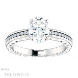 Oval Shaped Forever One Moissanite Engagement Ring #GTJ914-oval-fo-w 1 Oval Shaped Forever One Moissanite Engagement Ring #GTJ914-oval-fo-w
