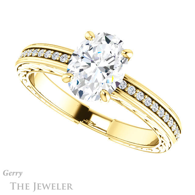 Oval Shaped Forever One Moissanite Engagement Ring #GTJ914-oval-fo-y
