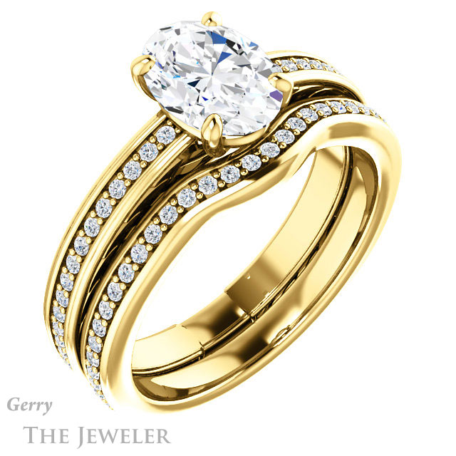 Oval Shaped Forever One Moissanite Engagement Ring #GTJ914-oval-fo-y