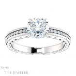 Round Cut Forever One Moissanite Engagement Ring #GTJ914-round-fo-w