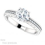 Round Cut Forever One Moissanite Engagement Ring #GTJ914-round-fo-w