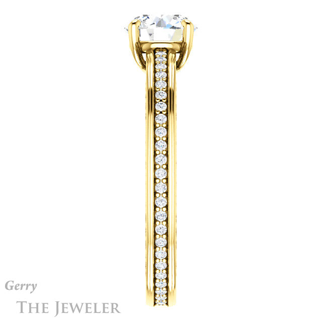 Round Cut Forever One Moissanite Engagement Ring #GTJ914-round-fo-y