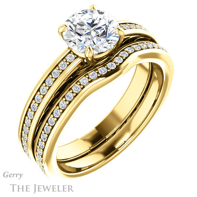 Round Cut Forever One Moissanite Engagement Ring #GTJ914-round-fo-y