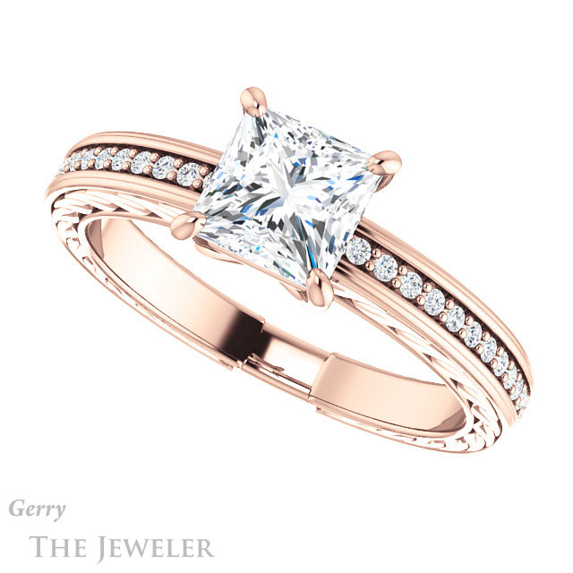 Princess Cut Forever One Moissanite Engagement Ring #GTJ914-square-fo-r