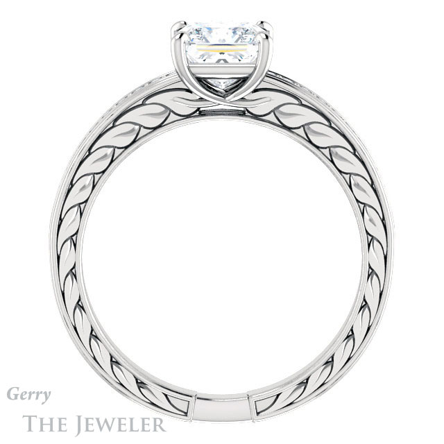Princess Cut Forever One Moissanite Engagement Ring #GTJ914-square-fo-w