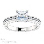 Princess Cut Forever One Moissanite Engagement Ring #GTJ914-square-fo-w