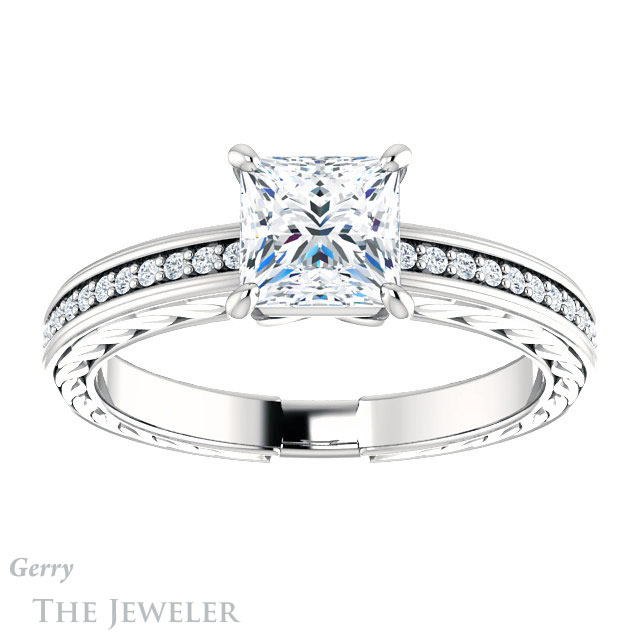 Princess Cut Forever One Moissanite Engagement Ring #GTJ914-square-fo-w