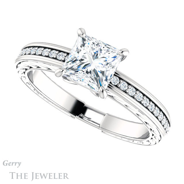 Princess Cut Forever One Moissanite Engagement Ring #GTJ914-square-fo-w