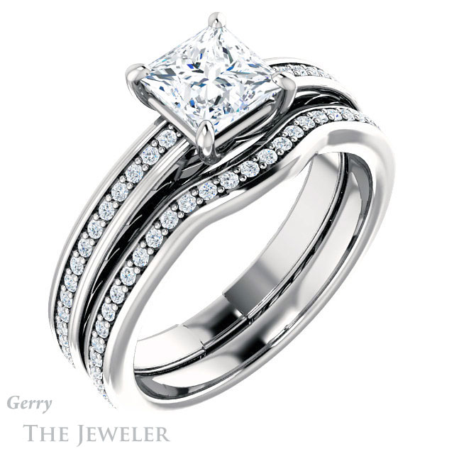 Princess Cut Forever One Moissanite Engagement Ring #GTJ914-square-fo-w