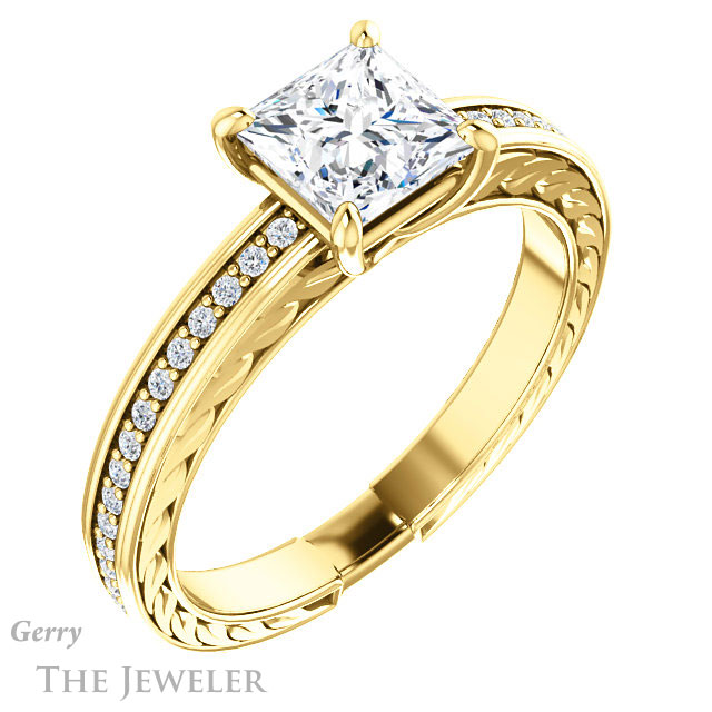 Princess Cut Forever One Moissanite Engagement Ring #GTJ914-square-fo-y