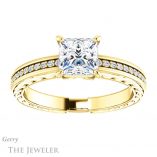 Princess Cut Forever One Moissanite Engagement Ring #GTJ914-square-fo-y