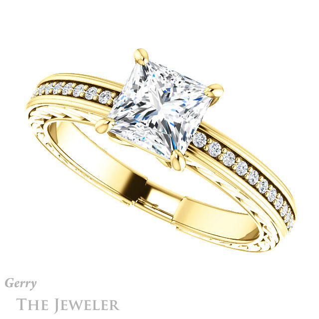 Princess Cut Forever One Moissanite Engagement Ring #GTJ914-square-fo-y