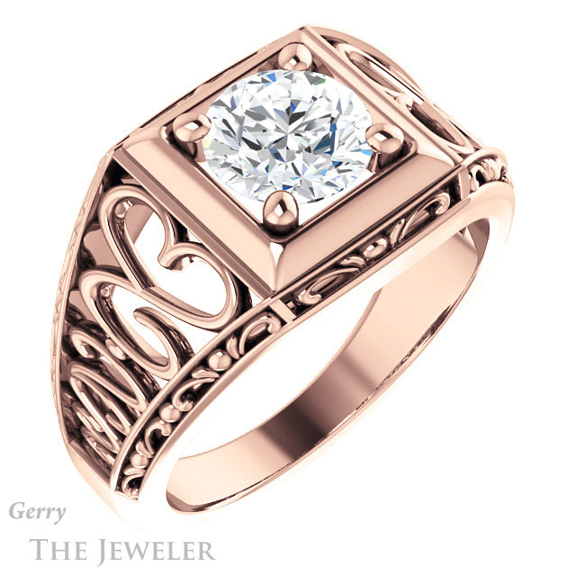 Round Cut Forever One Moissanite Engagement Ring #GTJ915-round-fo-r | Gerry The Jeweler Round Cut Forever One Moissanite Engagement Ring #GTJ915-round-fo-r