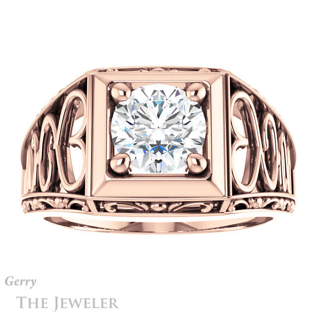 Round Cut Forever One Moissanite Engagement Ring #GTJ915-round-fo-r | Gerry The Jeweler Round Cut Forever One Moissanite Engagement Ring #GTJ915-round-fo-r