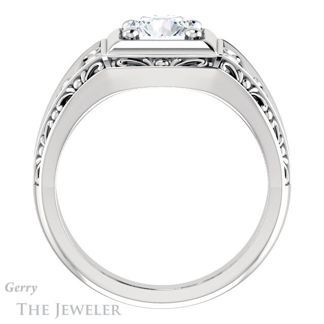 Round Cut Forever One Moissanite Engagement Ring #GTJ915-round-fo-w | Gerry The Jeweler Round Cut Forever One Moissanite Engagement Ring #GTJ915-round-fo-w
