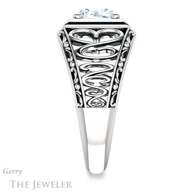 Round Cut Forever One Moissanite Engagement Ring #GTJ915-round-fo-w | Gerry The Jeweler Round Cut Forever One Moissanite Engagement Ring #GTJ915-round-fo-w