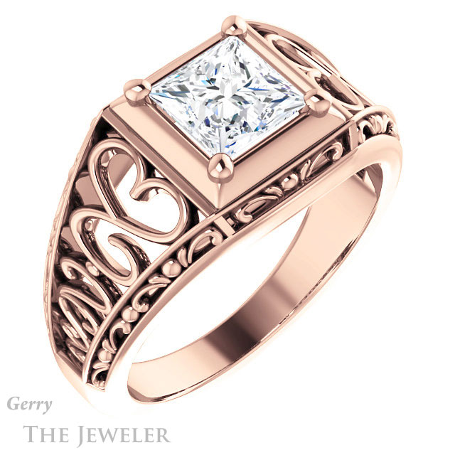 Princess Cut Forever One Moissanite Engagement Ring #GTJ915-square-fo-r | Gerry The Jeweler Princess Cut Forever One Moissanite Engagement Ring #GTJ915-square-fo-r